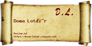Doma Lotár névjegykártya